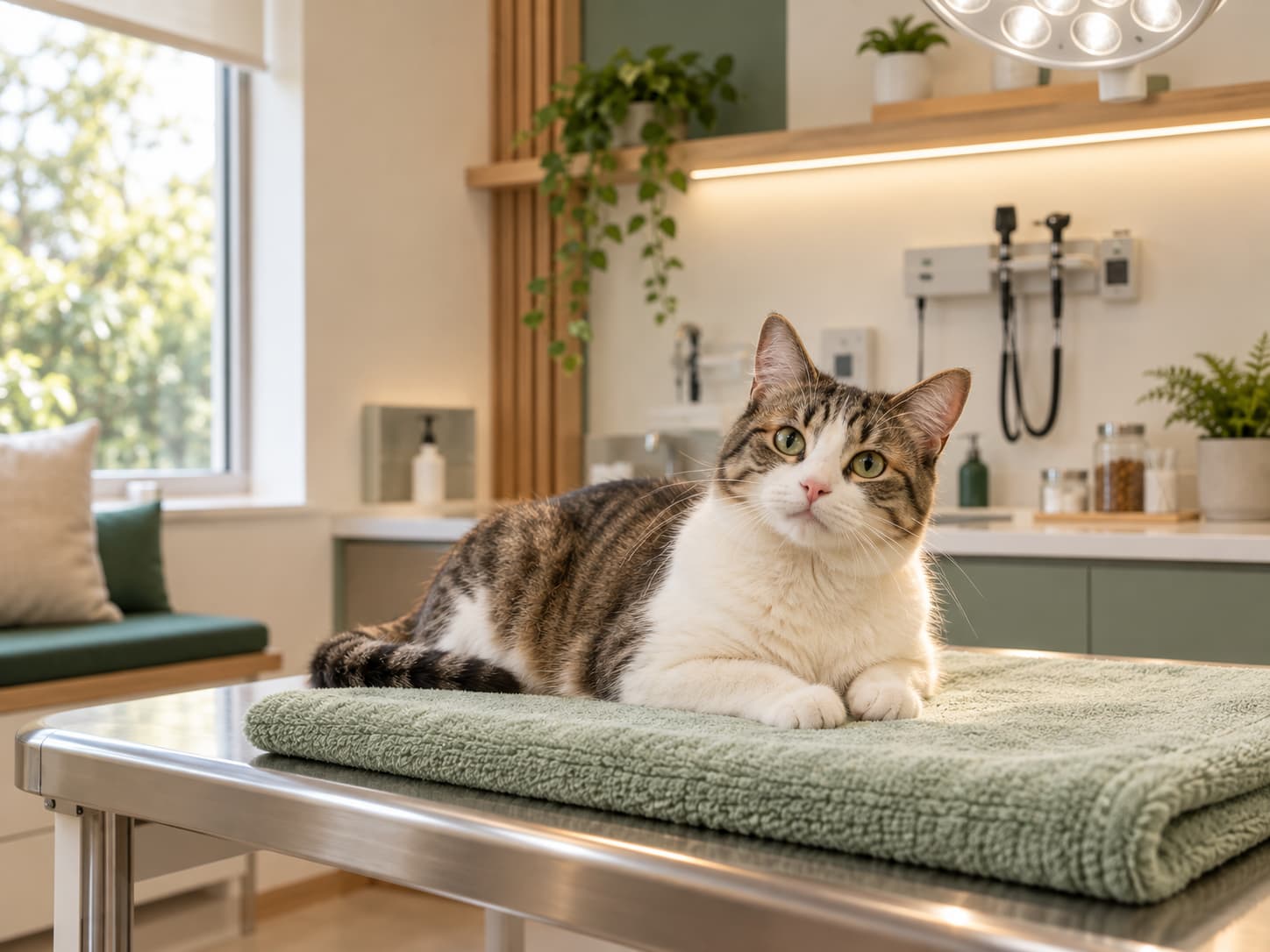A cat in a Clara Cauda treatment room